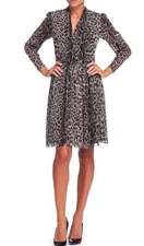 Fuzzi Iconic Leopard Print Tulle Mesh Faux Wrap Dress M 