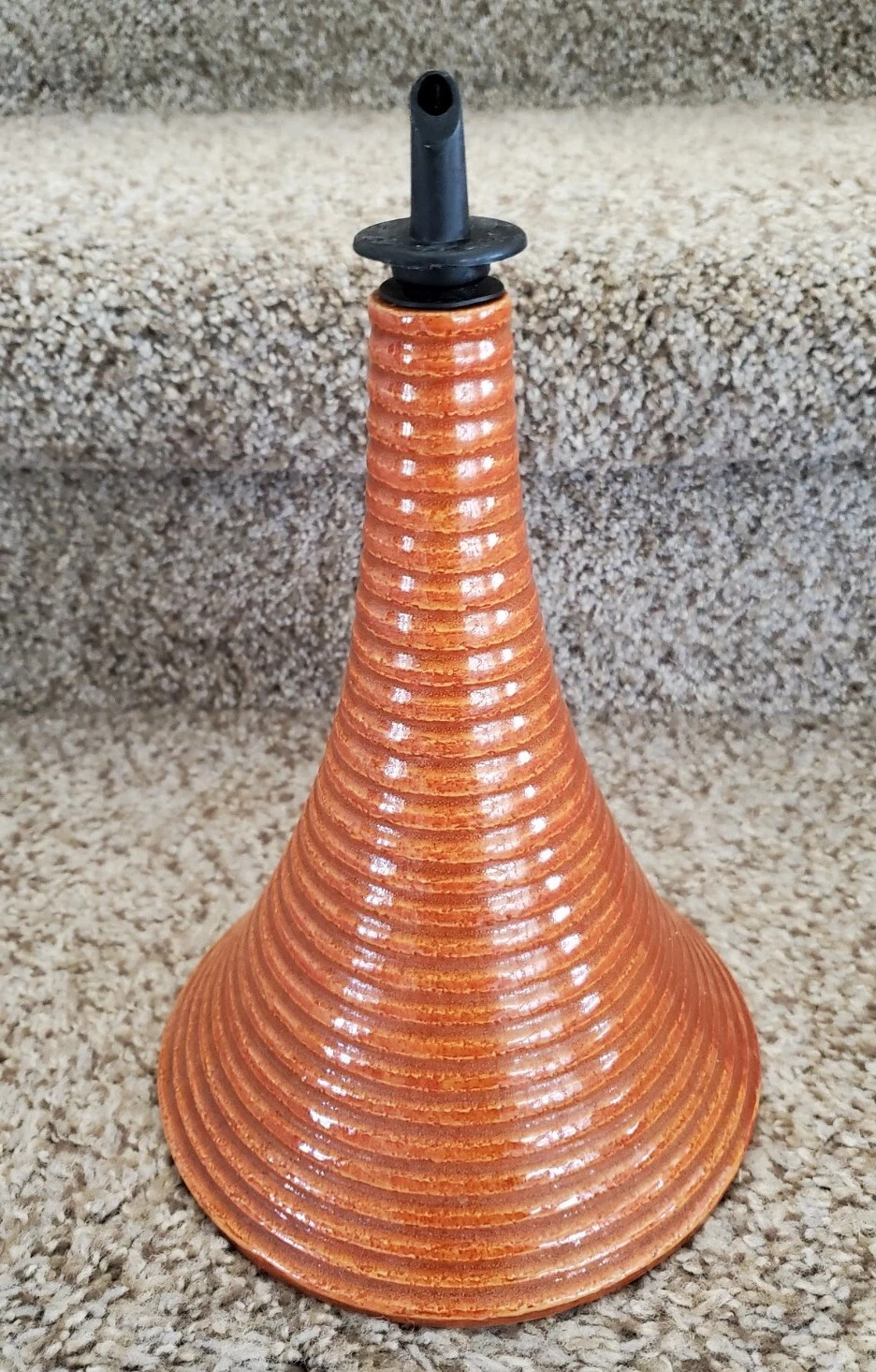 9.5" Studio Artist DURIE? Olive Oil Dispenser EVOO Bottle Stoneware Cruet Orange