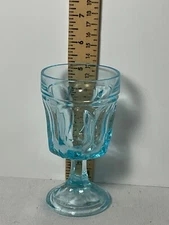 Light blue aqua coloed glass water goblet stemmed 5”