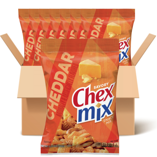 CHEX MIX CHEDDAR On The Go Snack Mix, 3.75 Oz.(BOX OF 8 CASE) - Afbeelding 1 van 5