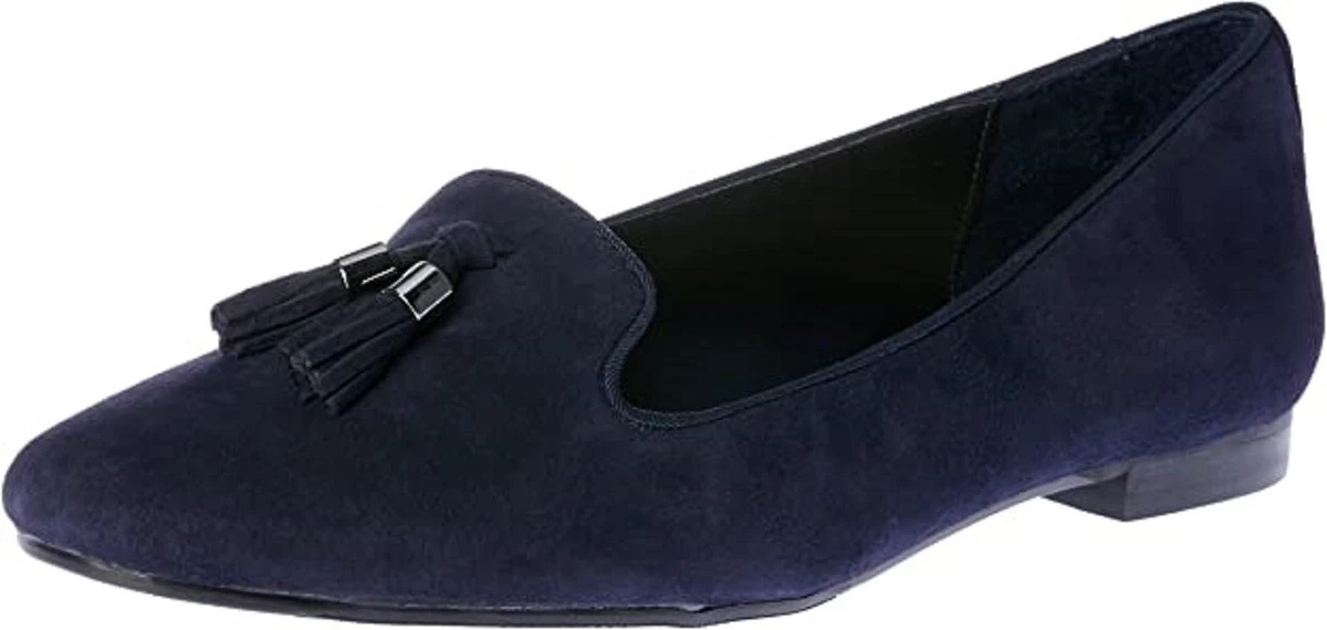 New SANDLER Taren Sz 5B 36 EU Navy SUEDE LEATHER Loafer Flat
