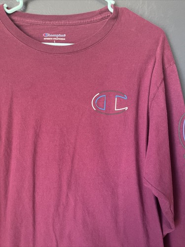 Champion Long Sleeve T Shirt Mens Size Large Maroon - Picture 2 of 6