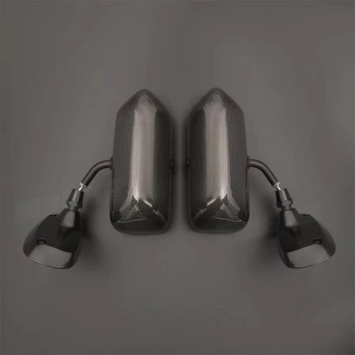 2 Pc Aero Design Carbon Fibre Side Blue Lens Mirror Universal Fitment Bolt On