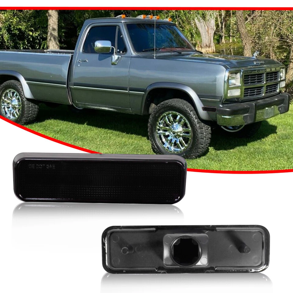 Kit de carcaça de luzes indicadoras frontais lentes fumê 2 peças para Dodge D100 D150 D250 - Imagem 2 de 4