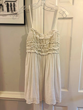American Eagle White Solid Lace Ruffle Spaghetti Strap Square Neck dress M