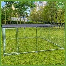 10X10ft Backyard Dog Kennel Run House Large Pet Pen Fence Cage Playpen w/ Cover