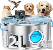 3.4Gal Wireless Automatic Dog Water Fountain for Large Dogs 12L Stainless Steel