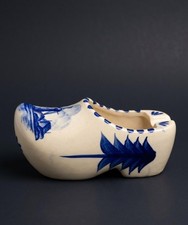 Delft Blue Style Ceramic Clog Ashtray Figurine Windmill Dutch Shoe Souvenir Blue