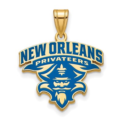 Yellow Sterling Silver LogoArt University of New Orleans U-N-O Extra LG Pendant