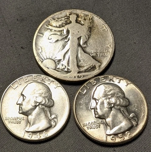 Coin Lot 1919 Walking Liberty Cir. 1946 & 1948 Quarters Unc.