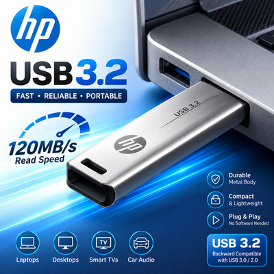 HP USB 3.2 Flash Drive 32GB 64GB 128GB 256GB Metal Memory Stick High Speed