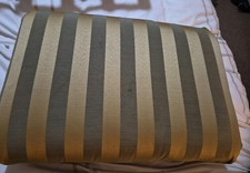 Used Wooden Bun Feet Footstool Striped Gold Green