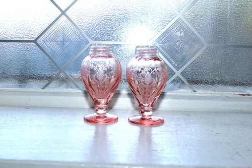Fostoria Glas Versailles rosa Salz und Pfefferstreuer Vintage 30er Jahre