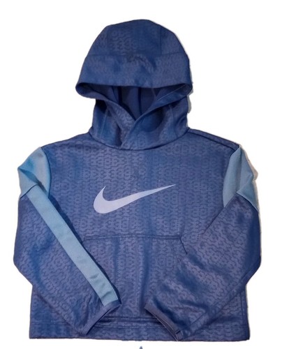 Nike Kids DRI-FIT Training Hoodie Swoosh Logo Athletic Sweatshirt XS Blue - Picture 3 of 9
