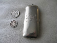 Antique Chatelaine German Silver 3 Coin Holder Purse MAKER CB H / MONOGRAM EJB