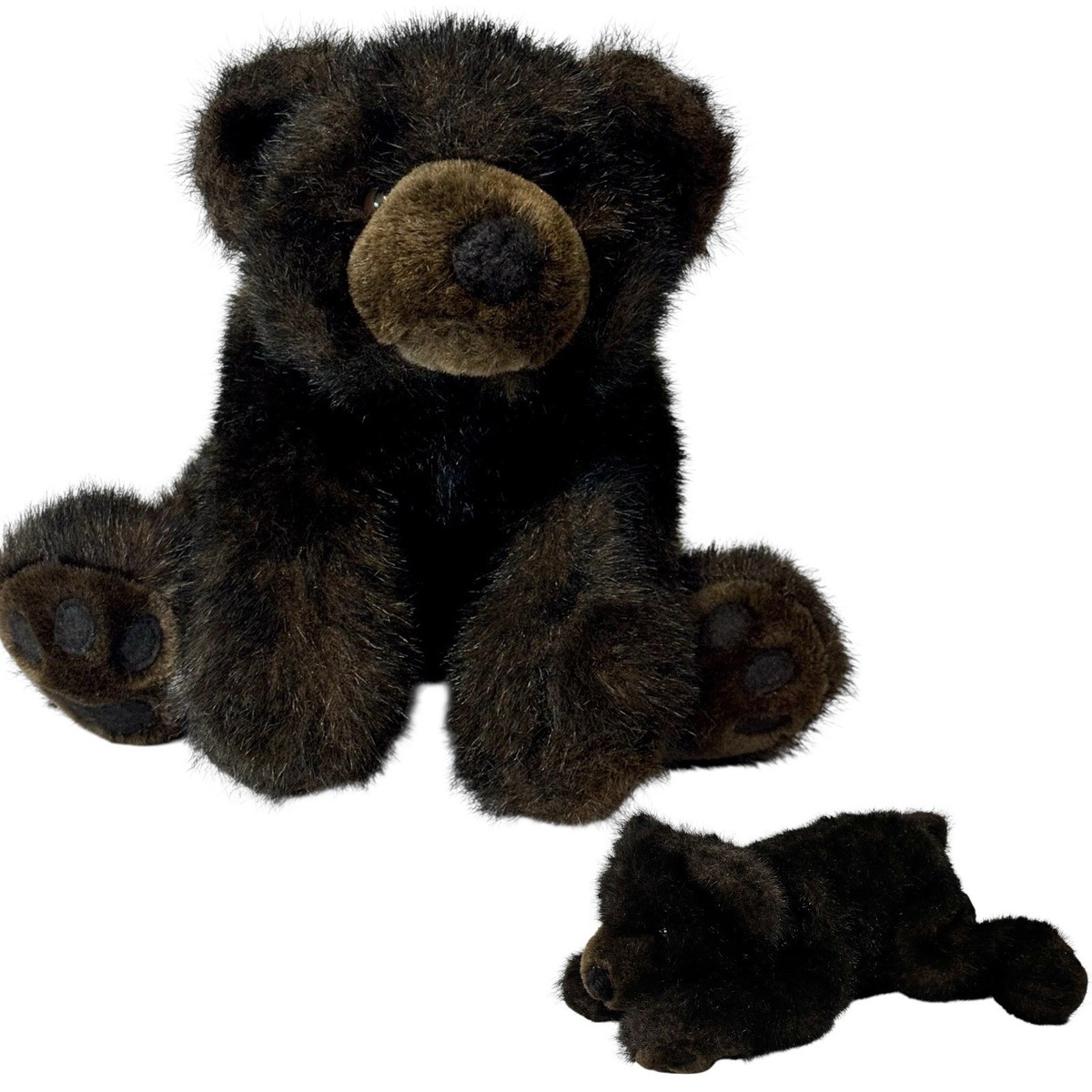 Russ Berrie “Ozark” Black & Brown Bear Cub Plush Laying Floppy