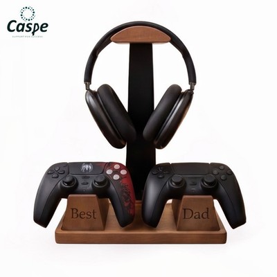 Caspe Headphone Stand Wood Headset Stand for Desk Personalized Father's Day Gift