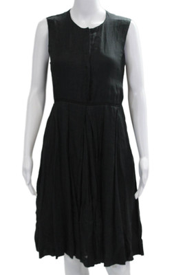 Strenesse Womens Fit & Flare Black Wool Sleeveless Short Dress Size M
