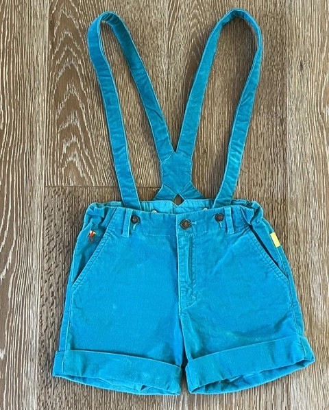 Oilily Girls Corduroy Shorts With Removable Suspenders In Turquoise Size 8 EUC