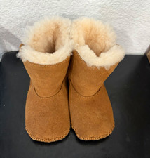 UGG Australia Baby Suede Booties Brown Hook & Loop Lined US 3/4