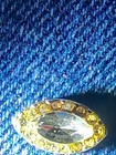Gold Tone Oval Pin  1.5 Carat Marquette Cut Diamond / Stone Cluster Setting — photo 4
