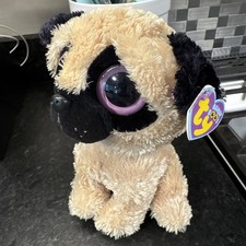 Ty Beanie Boos Pugsley 9  Pug Solid Eyes Purple Tag Puppy Dog NWT 2013