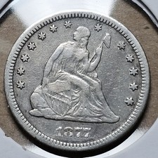 1877 Carson City Seated Liberty Quarter XF