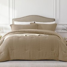 Brown Twin/Twin XL Comforter Set - 2 Pieces Seersucker Lightweight Bedding