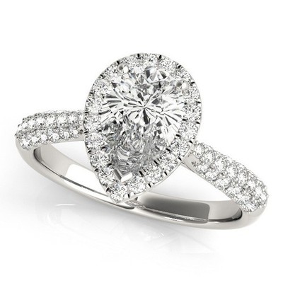 Top Qualität 2 kt DE/VS Lab Grown Birnenform Diamant Halo Verlobungsring Platin