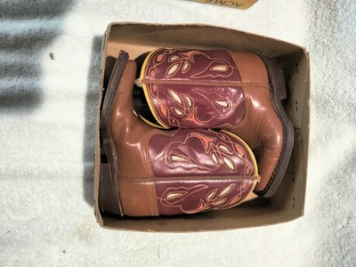 Vintage 1950's Acme Baby Childs Leather Inlay Western Cowboy Boots Box Mint