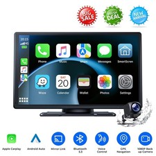 9" Portable Wireless Apple CarPlay Android Auto Touch Screen Radio w/ Rear Cam