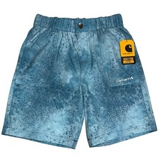 Carhartt Boys Shorts Blue Tie Dye Logo Patch Pocket Button SZ/SP-8-10