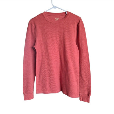 Faded Glory Waffle-Knit Pullover Crew Neck Sweater Red Men's S (34-36)