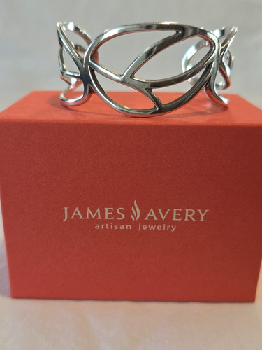 James Avery nicht mehr produziert Frühling Blatt Manschette Sterlingsilber Armband mit Box Kartentasche - Bild 1 von 10