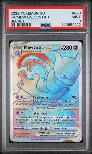 2022 POKEMON GO SECRET #079 FULL ART/MEWTWO VSTAR PSA 9