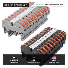 DIN Rail Terminal Blocks Kit, 20pcs Universal Compact Wire Wiring Connector with