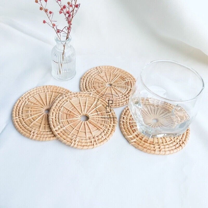 Sottobicchieri in rattan ecologico (5 pz./set)(SPEDIZIONE GRATUITA) - Immagine 3 di 4