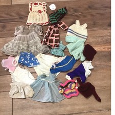 Vintage Mixed Doll Clothing Lot Handmade Crochet Lace Knit Retro 15 TLC
