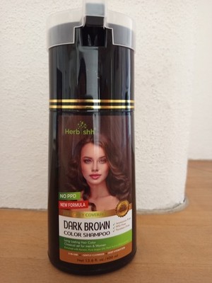 Herbishh 3 In 1 Shampoo Haarfarbe Dark Brown Dunkelbraun PPD free, Neu unbenutzt
