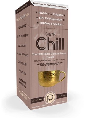 Perk Chill Drink Mix (Chocolate Salted Caramel Pretzel) 10 Stick Packs   Calming