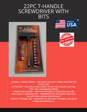 22PC T-HANDLE SCREWDRIVER WITH BITS 18101C FULL WARRANTY