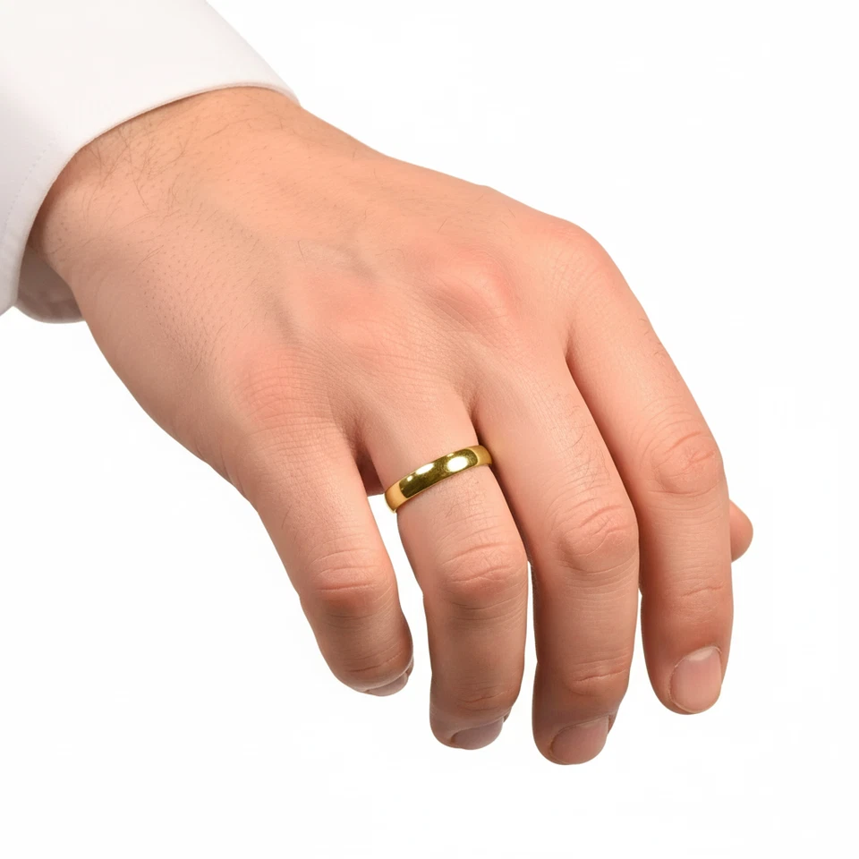 14k Gold Filled Mens Wedding Engagement Band Ring 4MM UK - Image 4 of 4