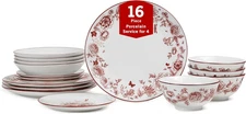 Esme 16-Piece Dinnerware Set Porcelain, Plates and Bowls Set, Dish Set for 4, Ce