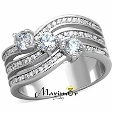 Women's .93 Ct Round Cut Zirconia Stainless Steel Anniversary Ring Band Sz 5-10