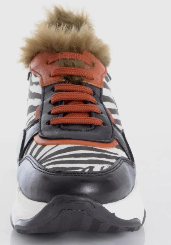 ALBA MODA Dame Schuh Sneaker Leder schwarz-rot-weiß KunstfelleinsatzGr 41 NEU K9 - Bild 3 von 4