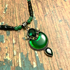 Sea Glass Aventurine Handmade 925 Sterling Silver Jewelry Pendant Necklace