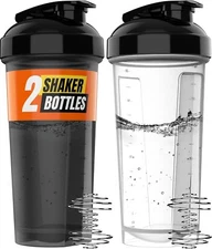 2Pack, 28 oz Protein Shaker Bottles for Protein Mixes, 2x Shaker Ball,Leak Proof