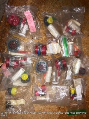 LOT OF 14 NEW OLD STOCK ASSORTED AMPHENOL CONNECTORS FREE SHIPPING BOX B
