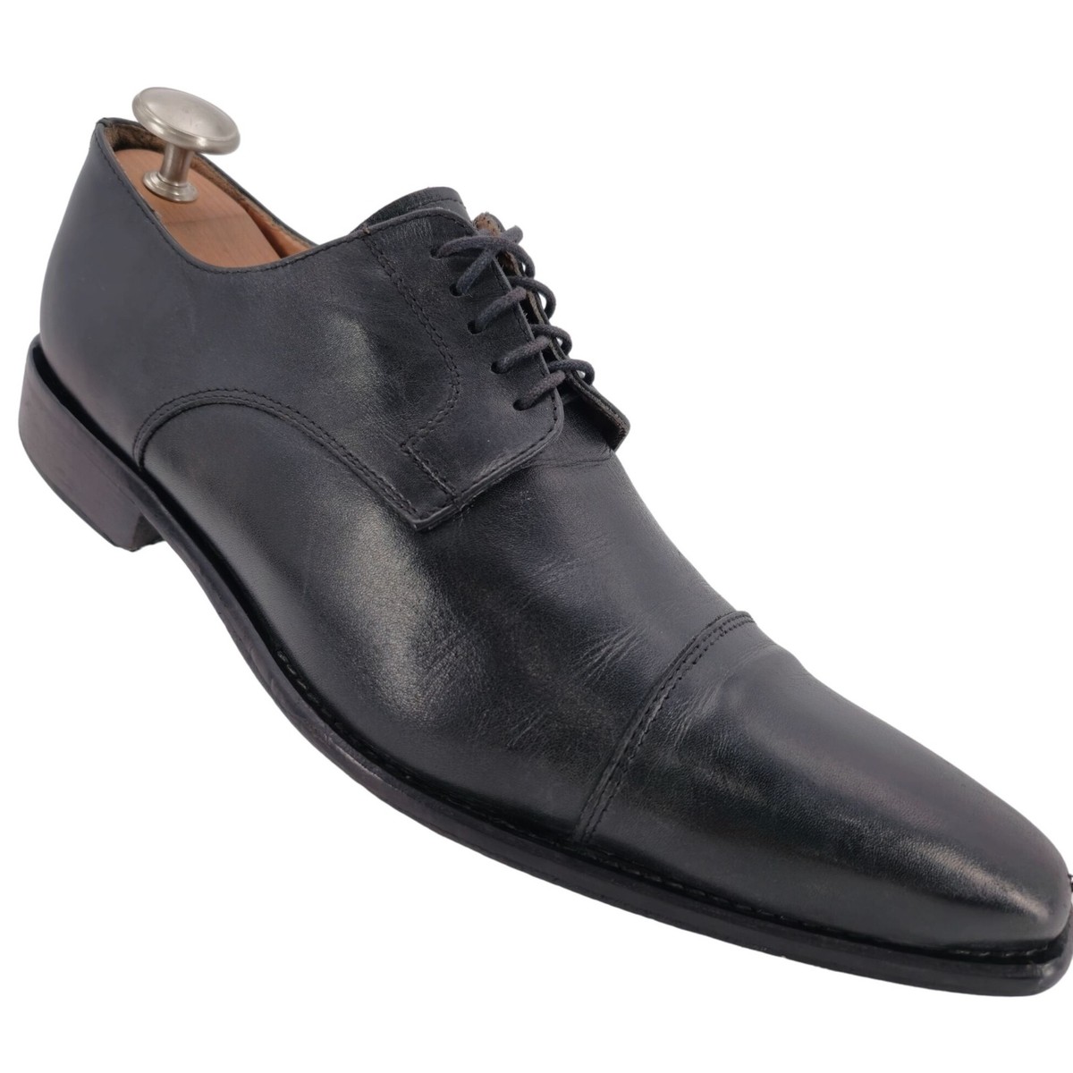 To Boot Men\'s Black Leather Derby made in Italy Curtis Black Calf Leather Apron Toe Derby Oxford main image 3