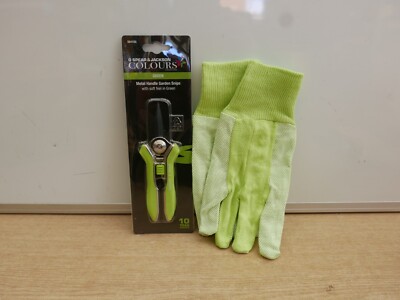 SPEAR & JACKSON KLEINE DAMEN LIMETTENGRÜN GARTENSCHERE 56418G + HANDSCHUHE
